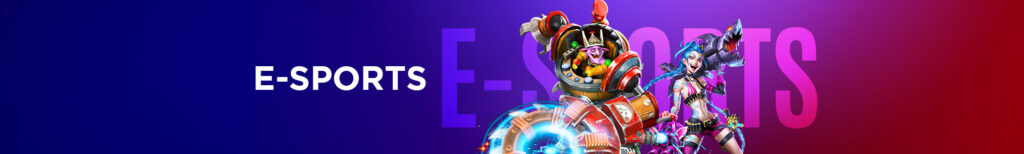 MWIN8 Esports banner featuring colorful game characters and vibrant purple background.