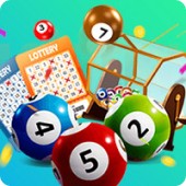 MWIN8 lottery balls, tickets, and draw machine representing exciting online lottery gaming.
