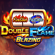MWIN8 Double Flame Blazing slot game with fiery red and blue flame design, featuring FireShot and FastHit bonuses.