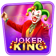 MWIN8 Joker King slot game featuring a colorful joker in a red suit with green hair and a mischievous smile.