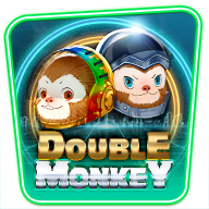 MWIN8 Double Monkey slot game featuring two playful monkeys in futuristic helmets.