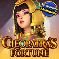 MWIN8 Cleopatra’s Fortune slot game featuring Queen Cleopatra in golden attire with the game title displayed.