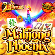 MWIN8 Mahjong Phoenix slot game featuring a radiant phoenix rising above golden coins and mahjong tiles.
