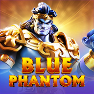 MWIN8 Blue Phantom slot game featuring a mystical blue warrior in golden armor with glowing energy.