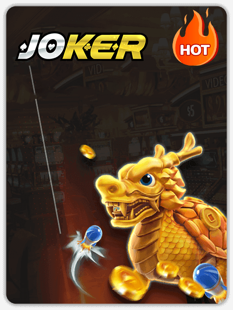 MWIN8 Joker Fishing Game featuring a golden dragon and treasure coins