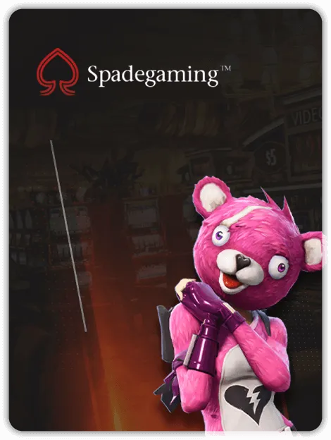 MWIN8 Spadegaming Fishing Game featuring a quirky pink bear character